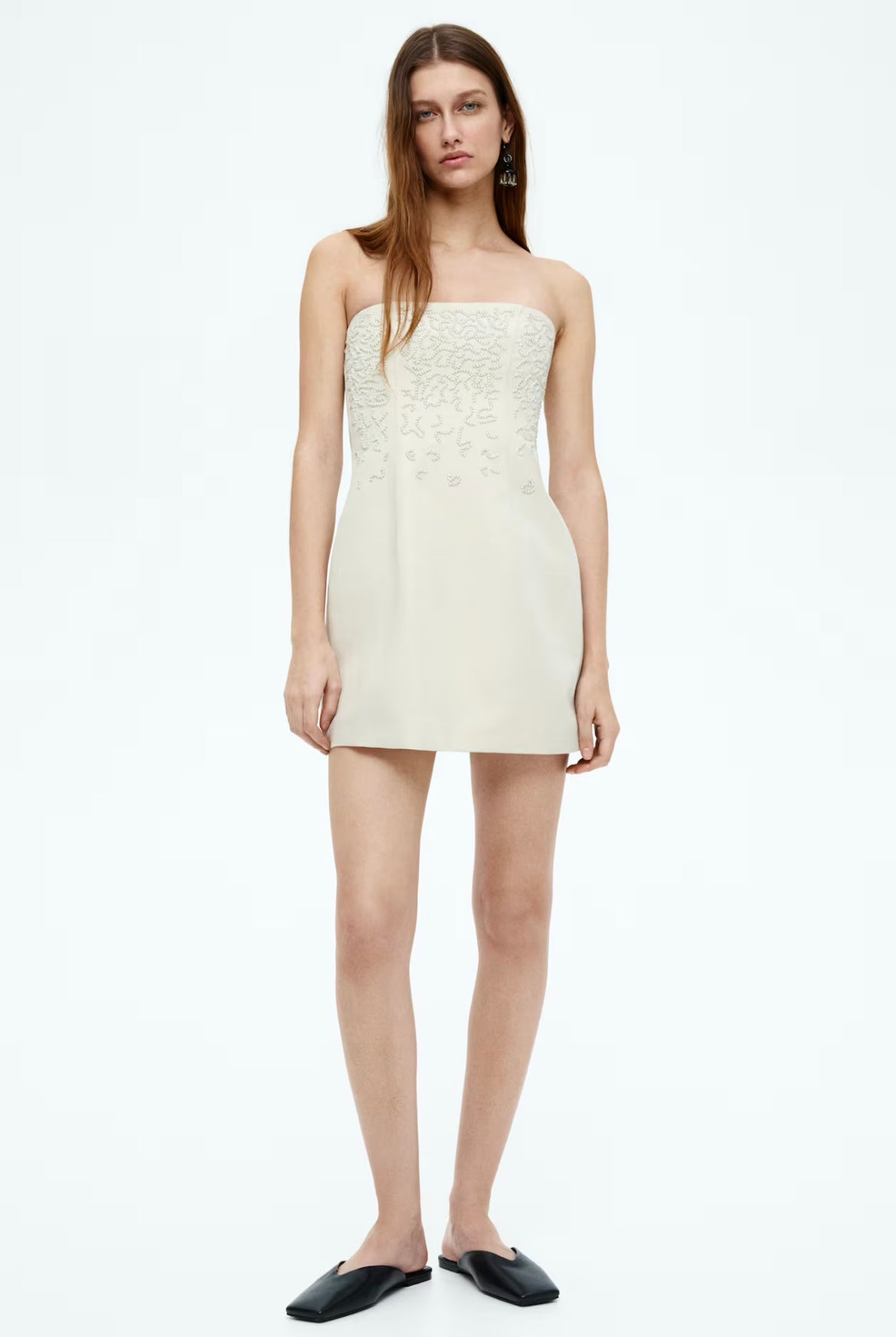 Ivory Sculpted Embroidered Mini Dress
