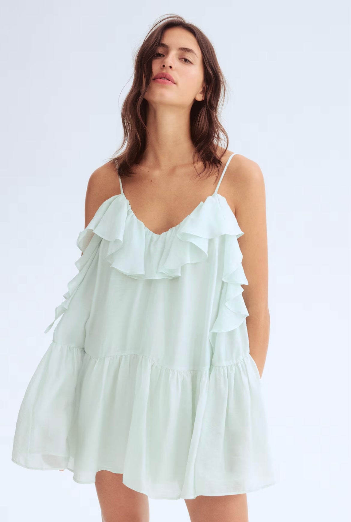 Éclat Ruffle Dress – Celeste