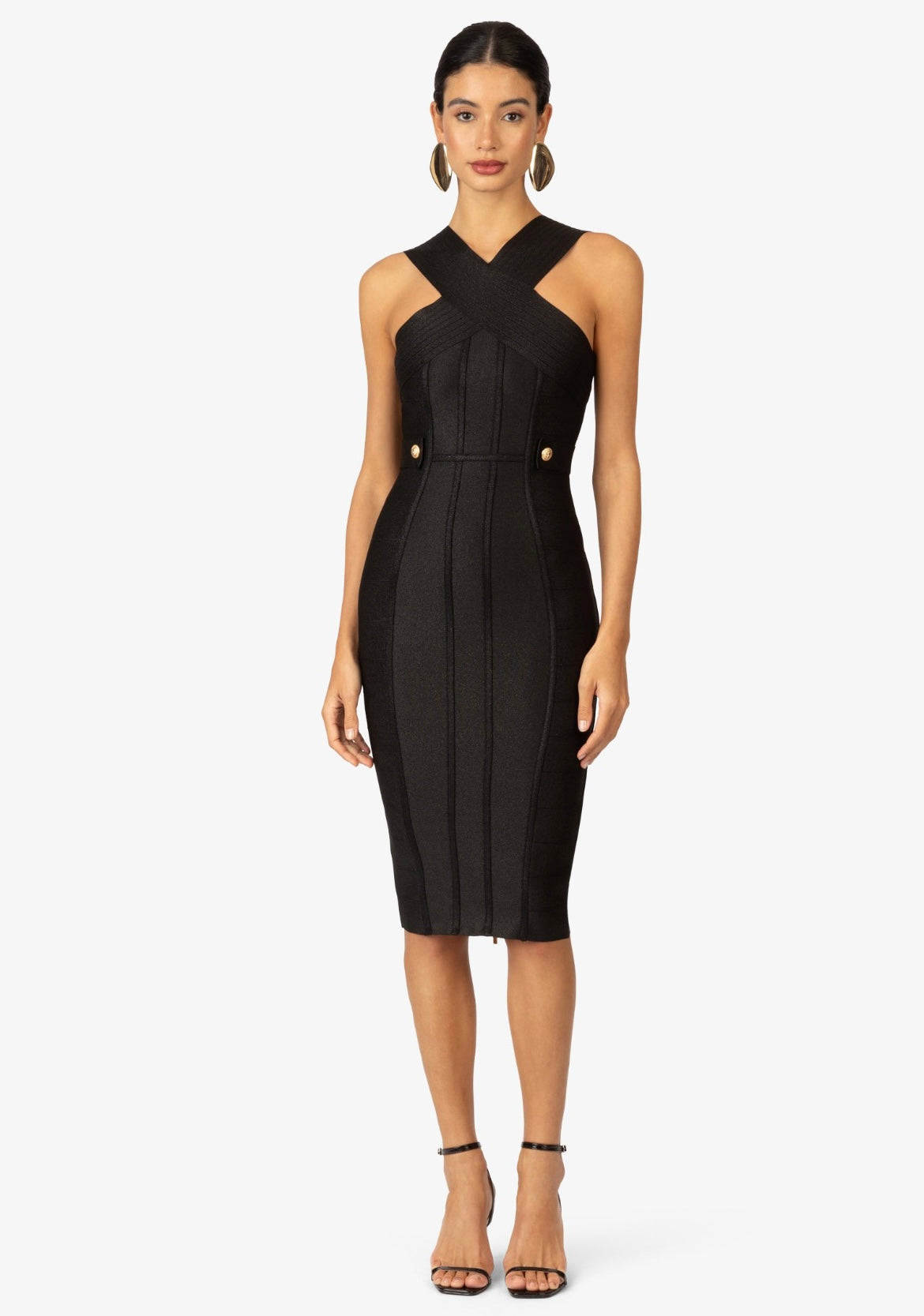 Midnight Sculpt Cross Midi Dress
