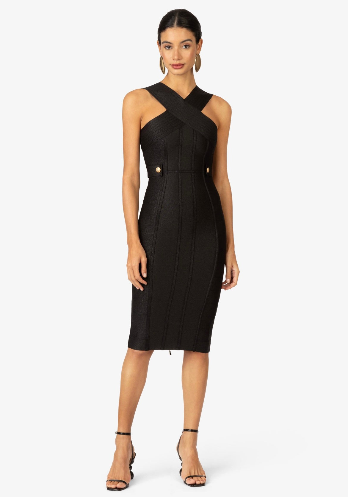 Midnight Sculpt Cross Midi Dress
