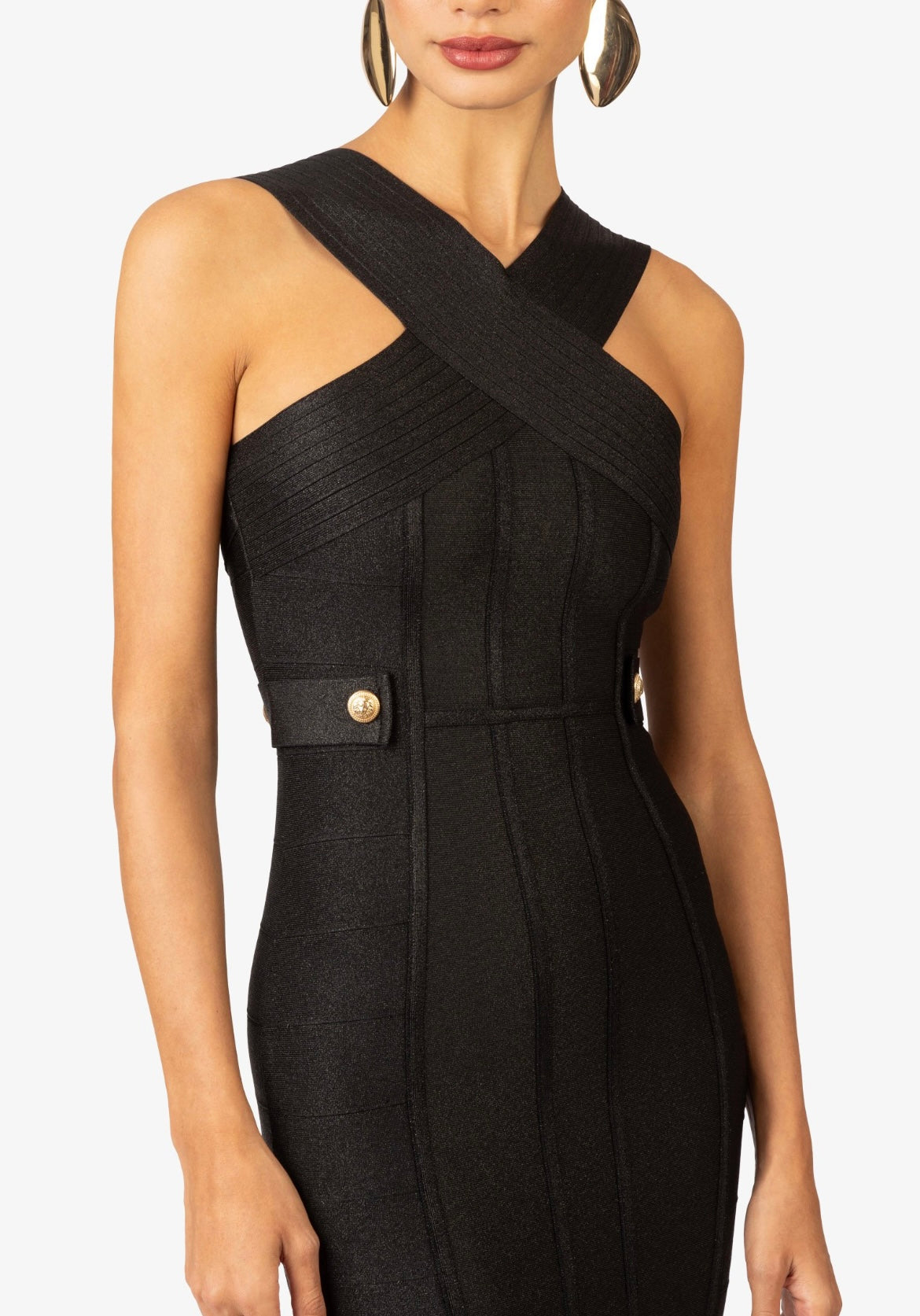Midnight Sculpt Cross Midi Dress