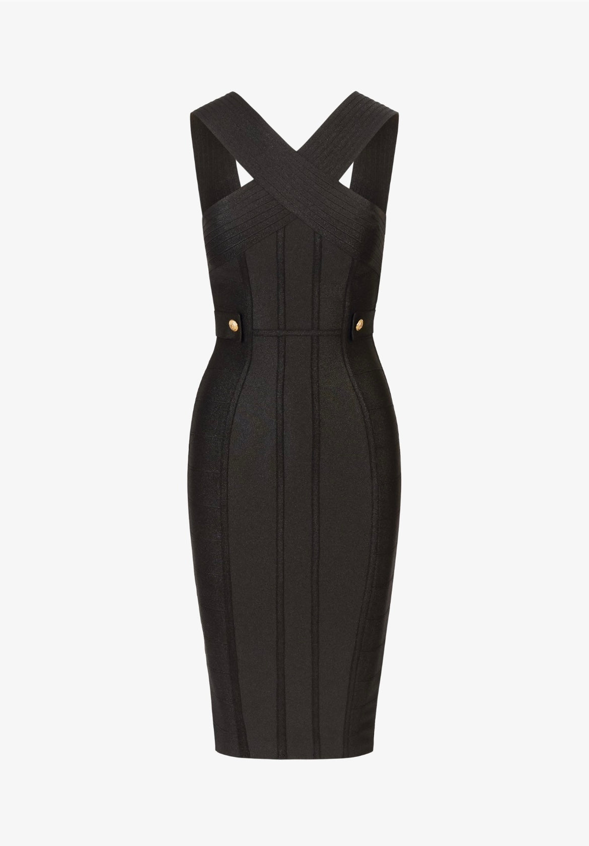 Midnight Sculpt Cross Midi Dress